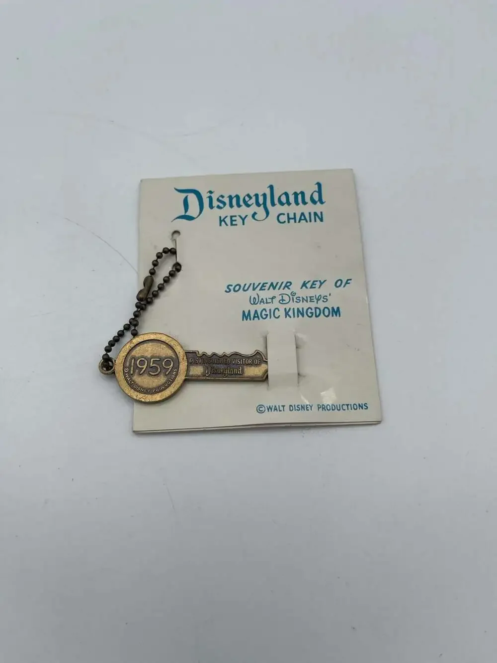 Vintage 1959 Disneyland Souvenir Key Chain - Distinguished Visitor of Magic King
